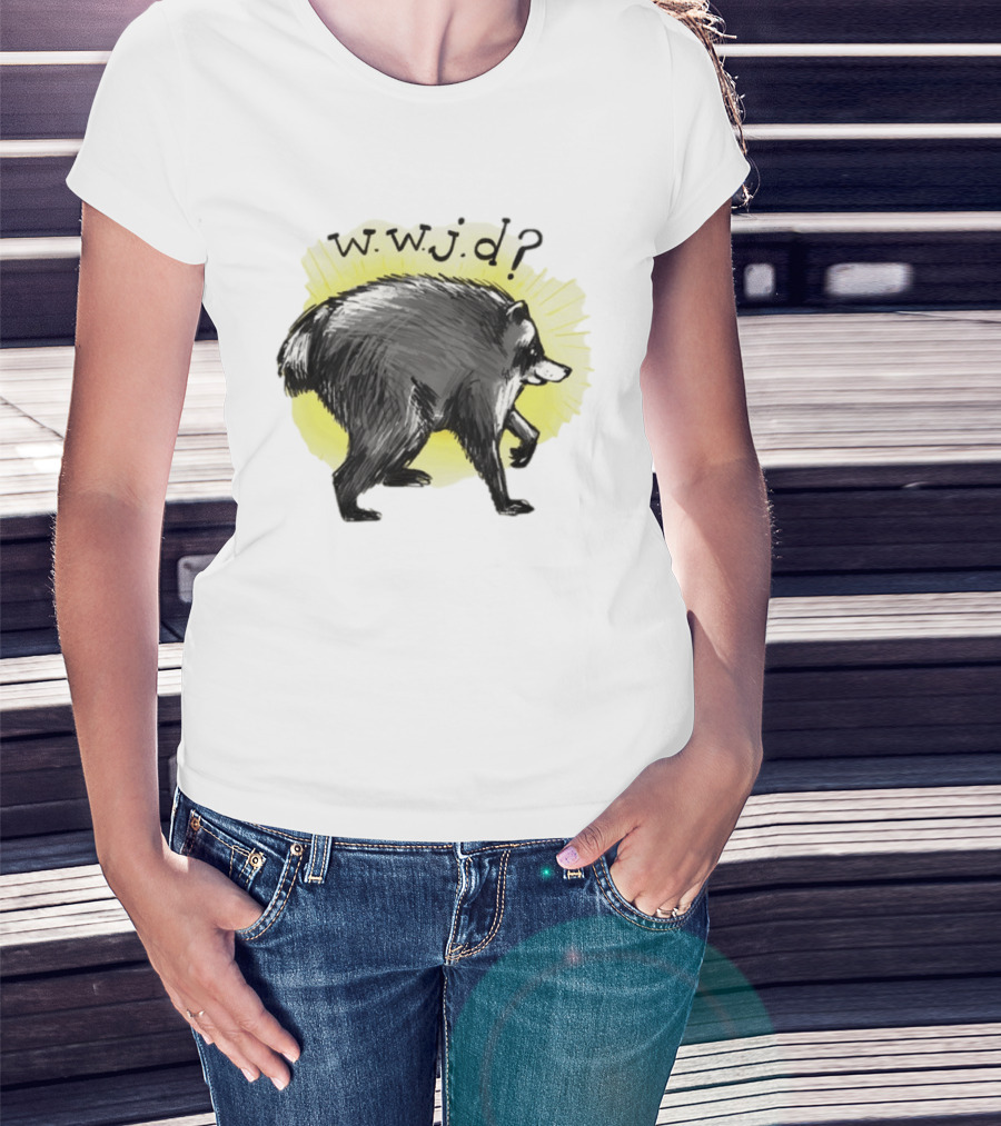 Jimothy Raccoon Seattle 2026 WWJD What Would Jimmy Do Hand Drawn T-Shirt