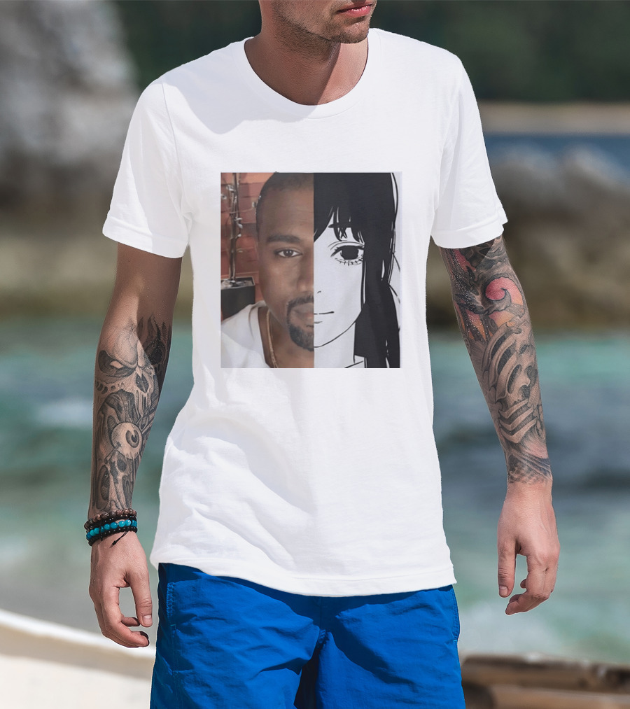 Kanye West Anime Crossover Split Face T-Shirt