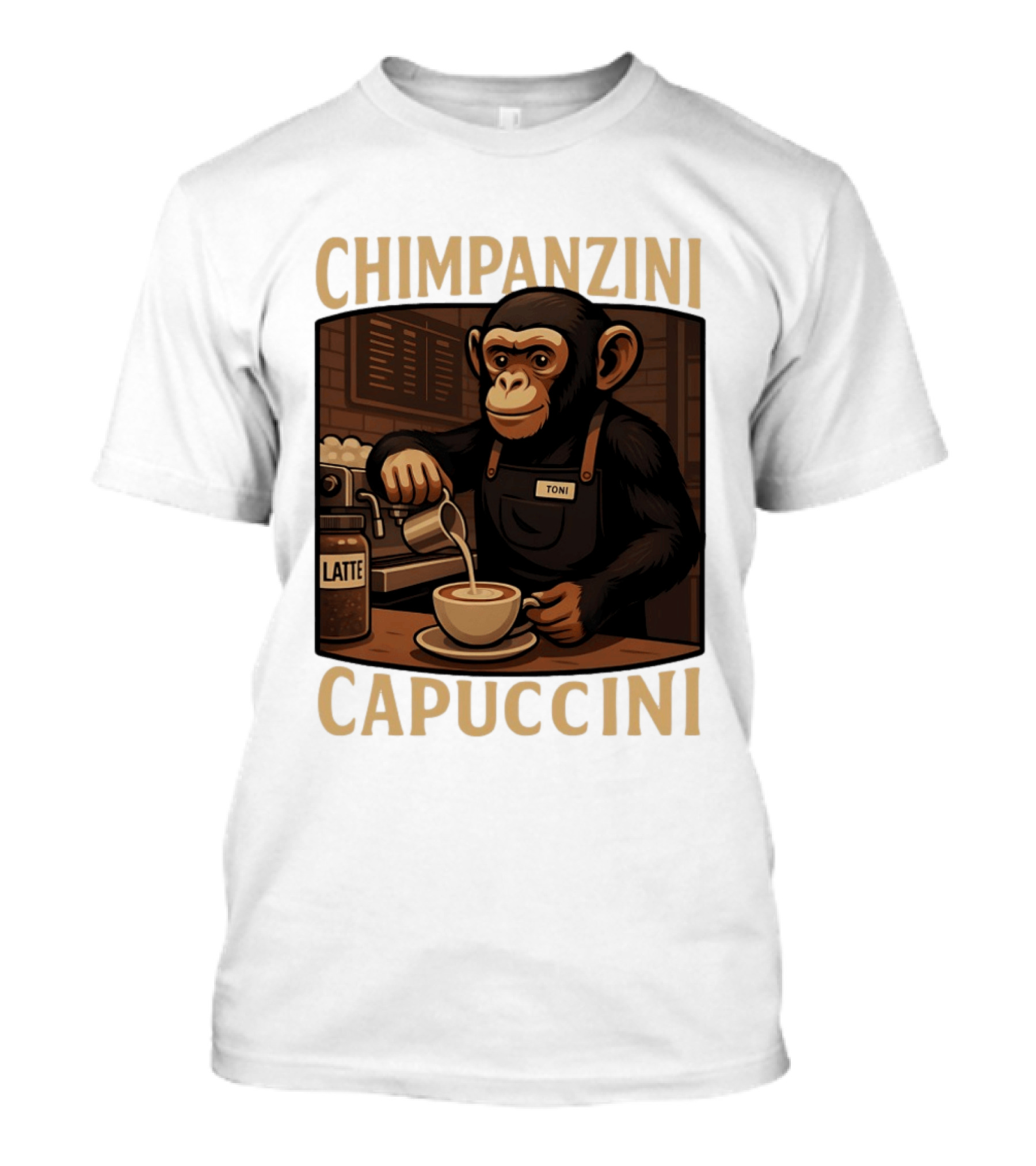 Chimpanzini Capuccini Latte Barista Chimp 'Toni T-Shirt