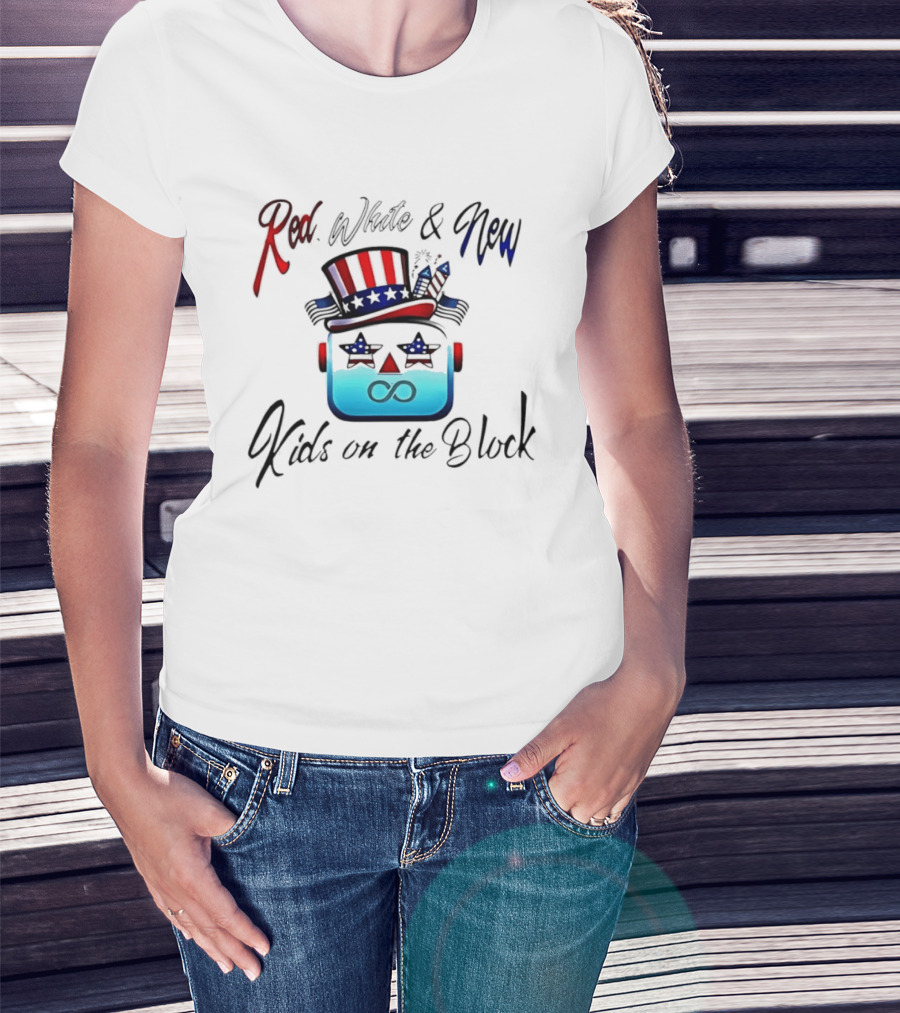Red White And New Kids On The Block Patriotic Robot Fourth Of July T-Shirt