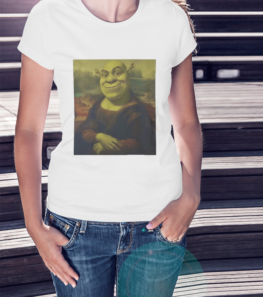 Shrek Mona Lisa Crossover Painting T-Shirt