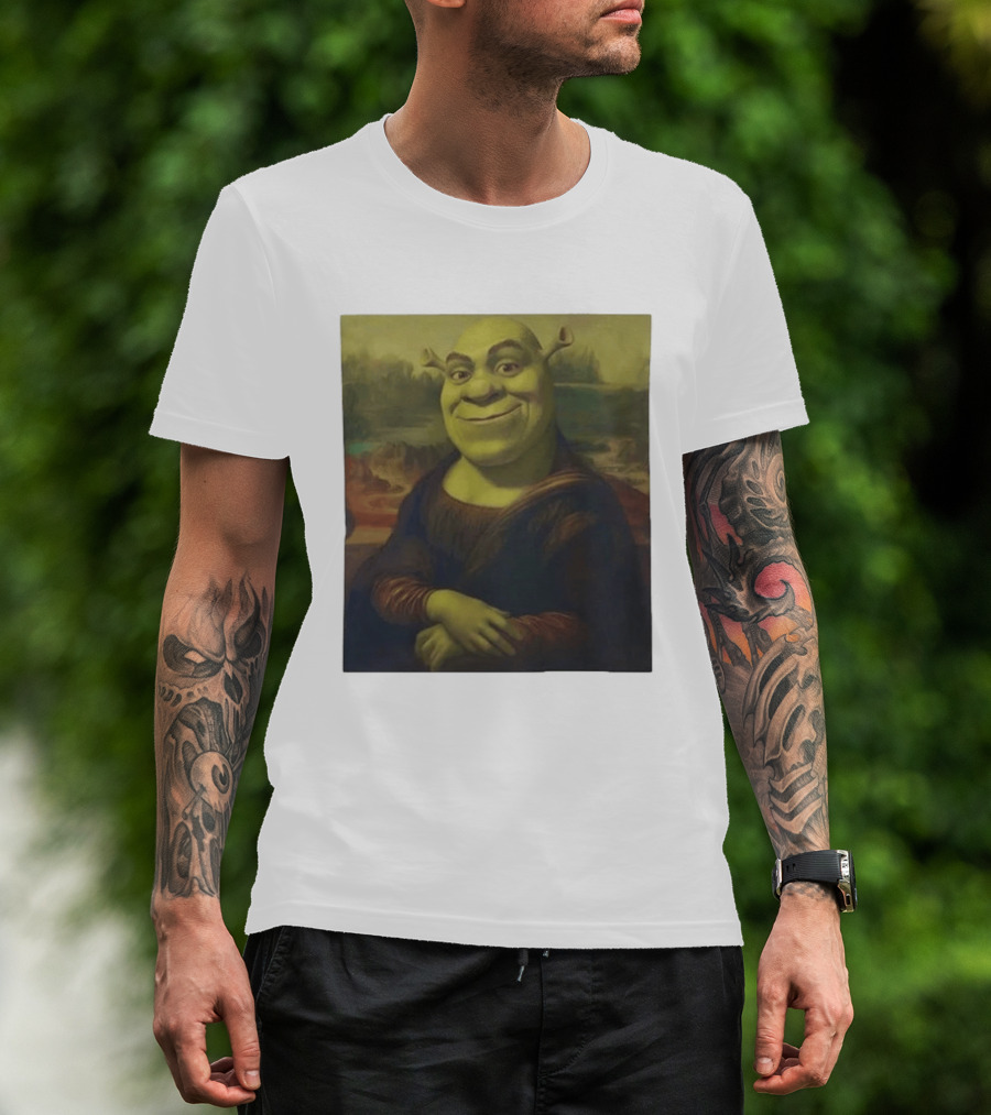 Shrek Mona Lisa Crossover Painting T-Shirt