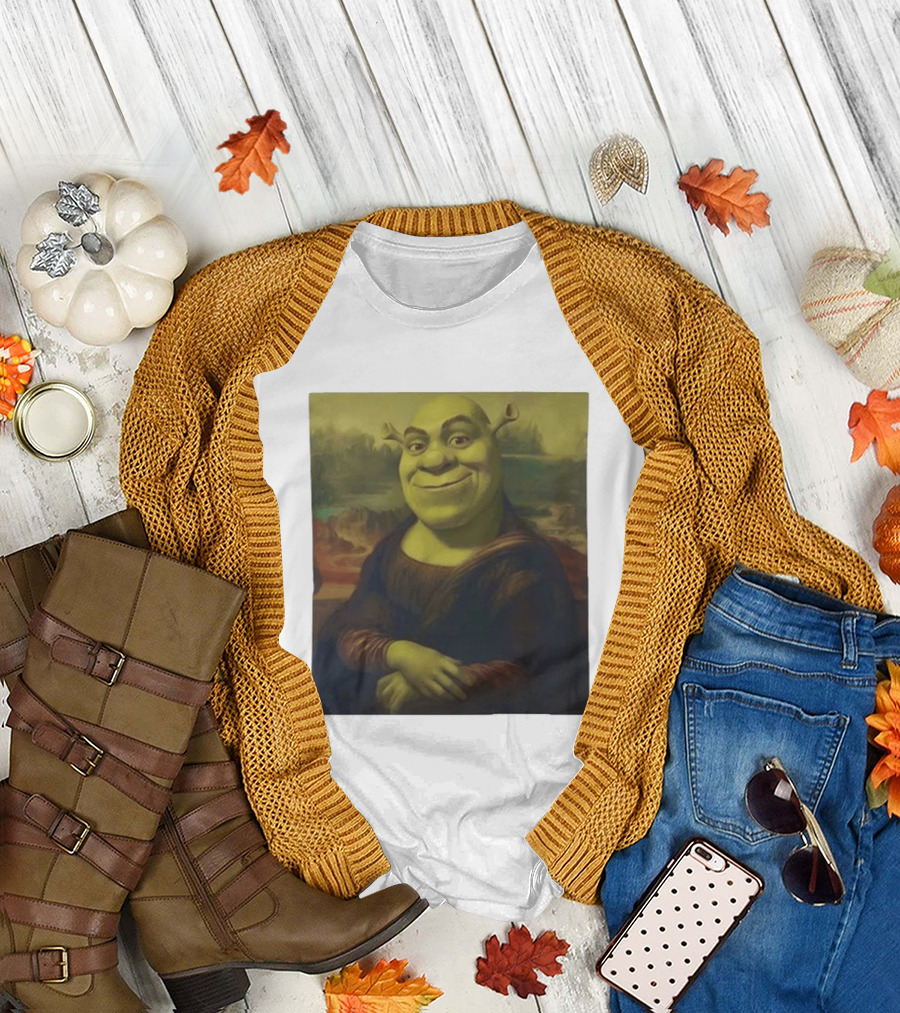 Shrek Mona Lisa Crossover Painting T-Shirt
