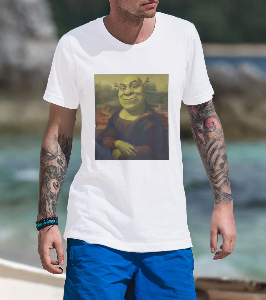 Shrek Mona Lisa Crossover Painting T-Shirt