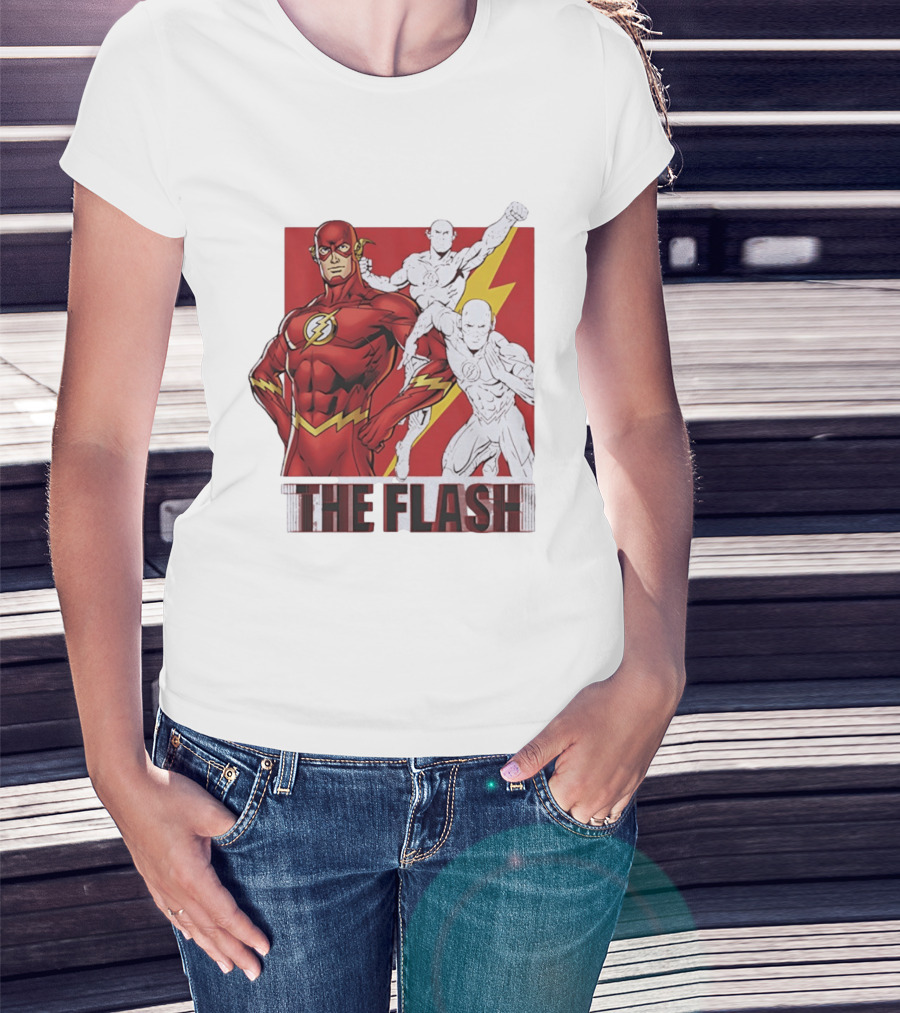 The Flash Scarlet Speedster DC Comics Lightning Bolt Heroic Pose T-Shirt