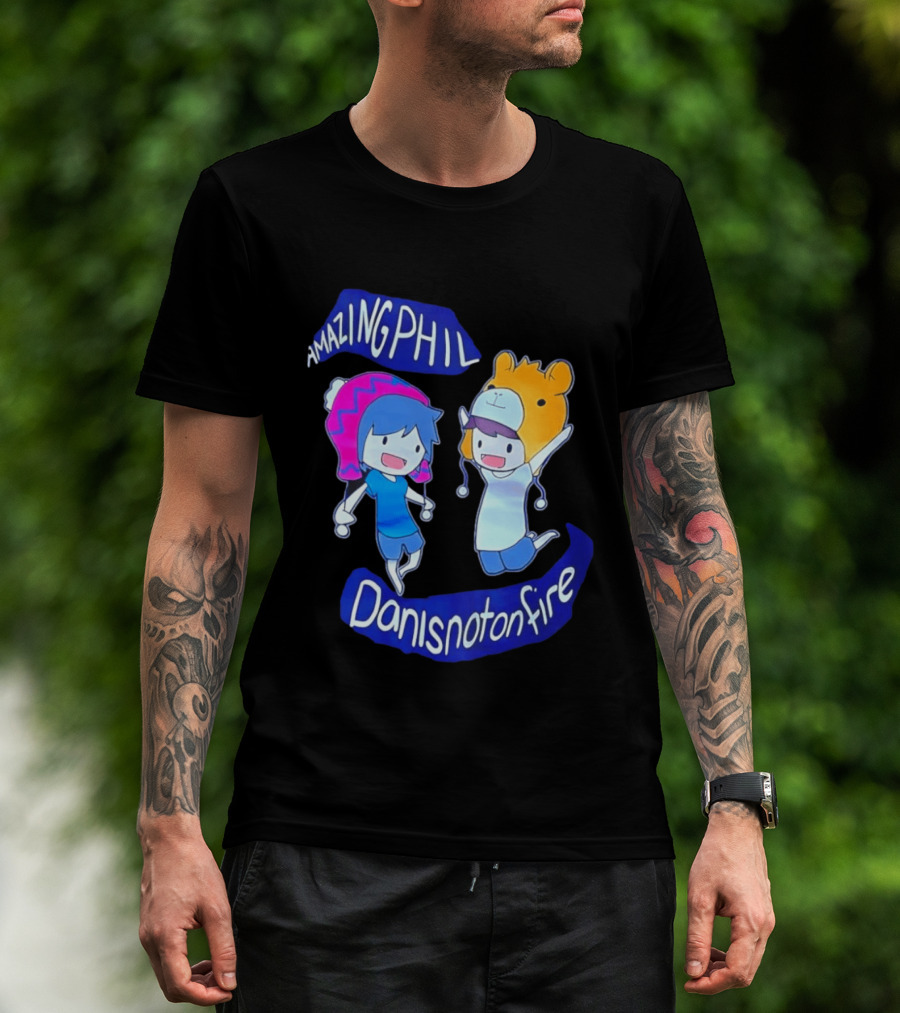 Amazing Phil Danisnotonfire Cartoon Characters Jumping T-Shirt