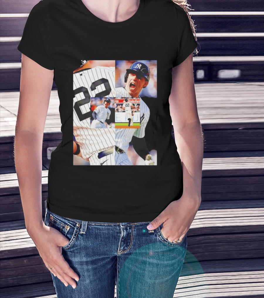 Harrison Bader No 22 Yankees Pinstripe Collage With Action Shots T-Shirt