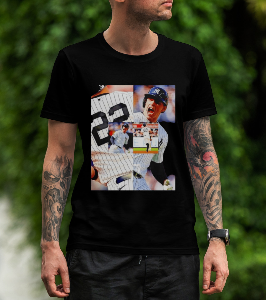 Harrison Bader No 22 Yankees Pinstripe Collage With Action Shots T-Shirt