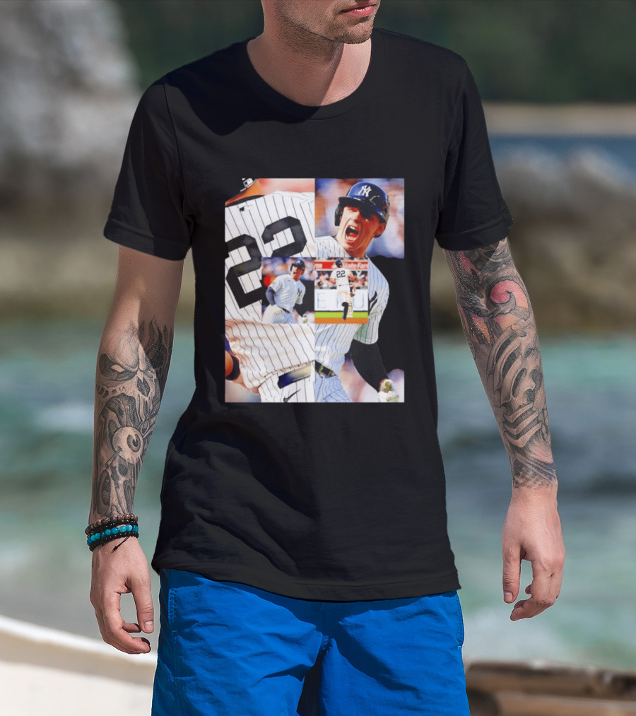 Harrison Bader No 22 Yankees Pinstripe Collage With Action Shots T-Shirt