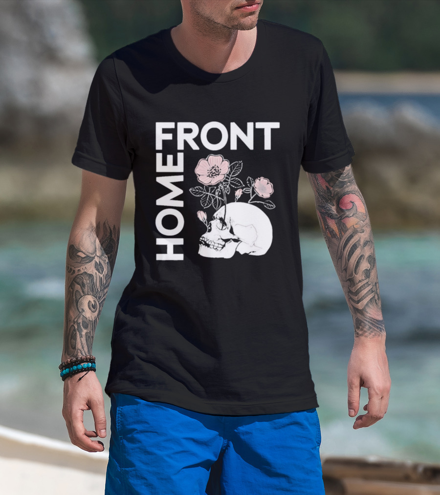 Homefront Skull With Pink Flowers T-Shirt