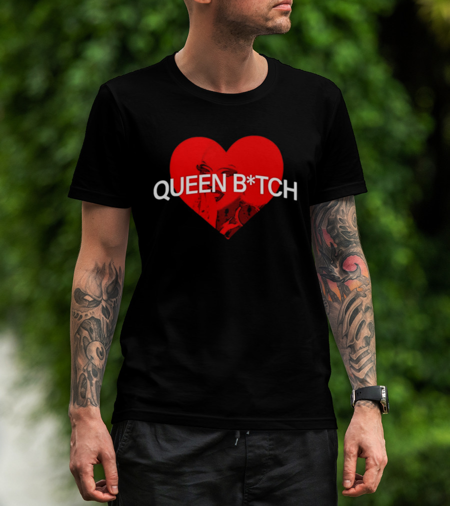 Queen B*tch Bold Typography Houston Hardcore Heart T-Shirt