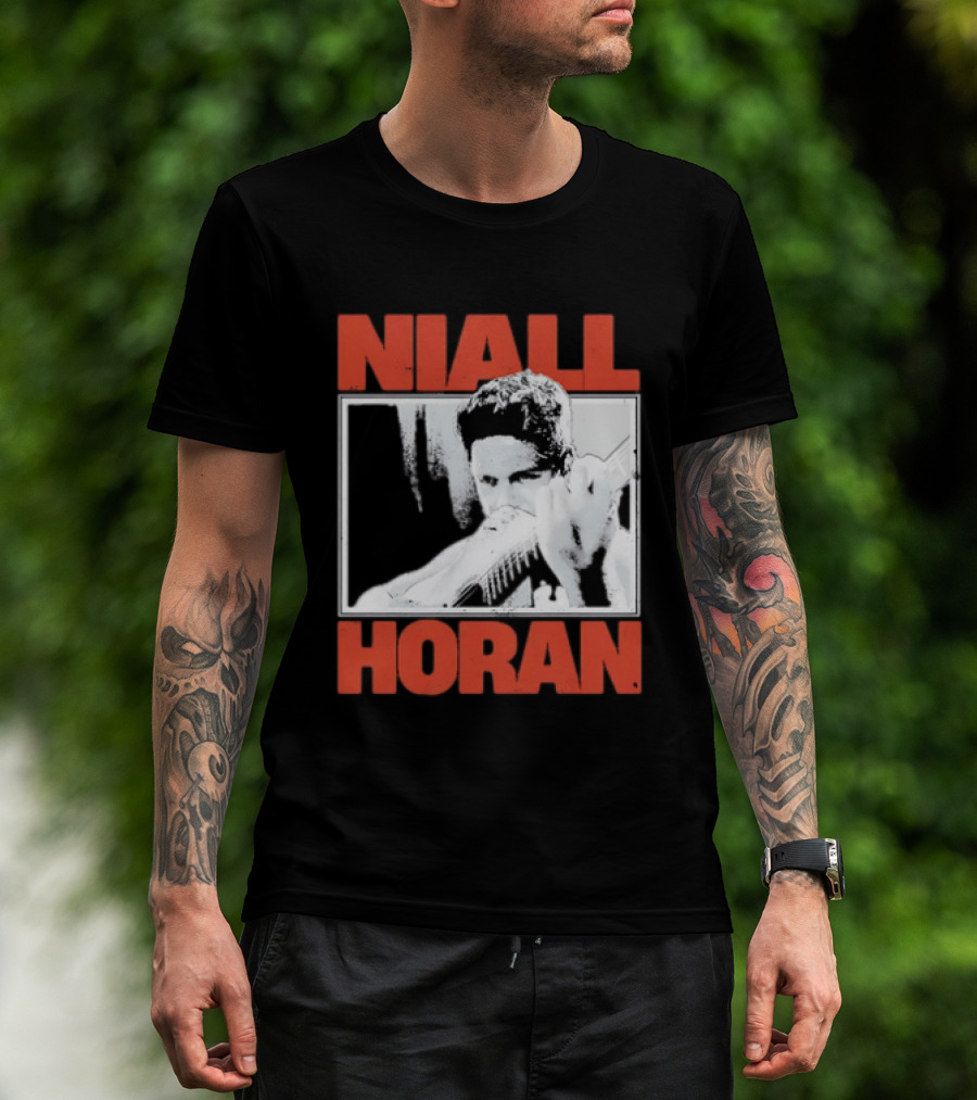 Niall Horan Playing Guitar Black And White T-Shirt