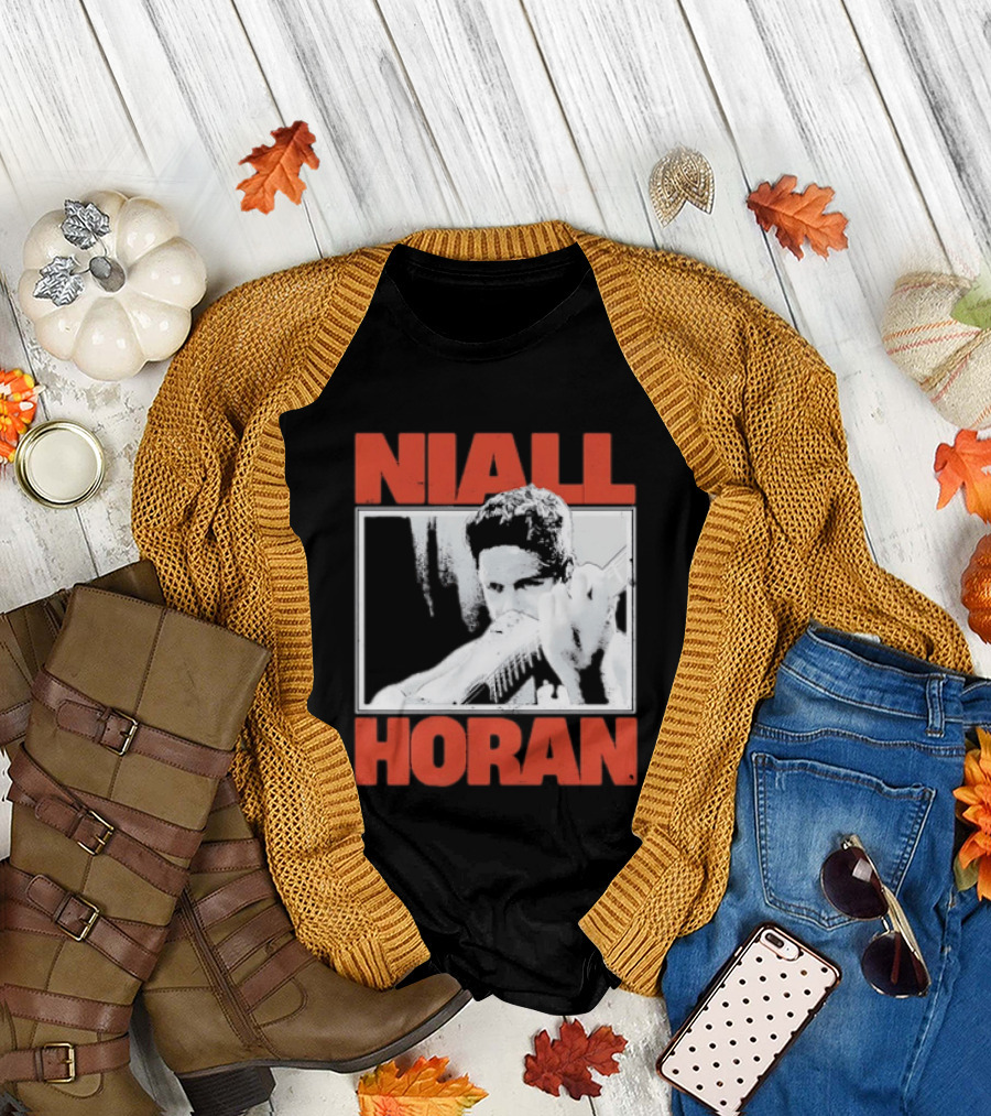 Niall Horan Playing Guitar Black And White T-Shirt