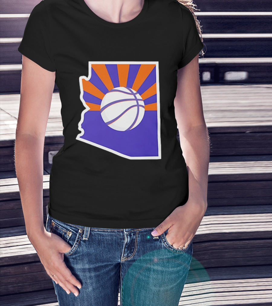 Phoenix Suns Arizona Basketball State Map Suns Set T-Shirt