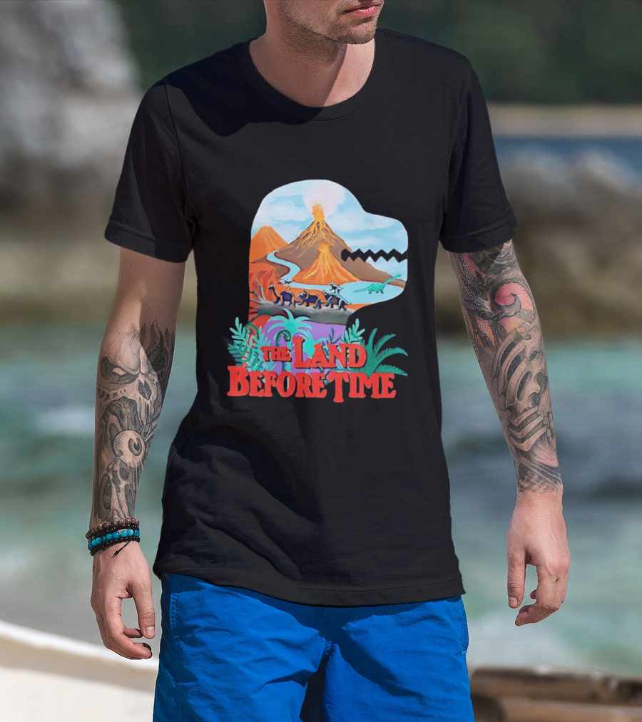 The Land Before Time Dinosaur Volcano Landscape T-Shirt