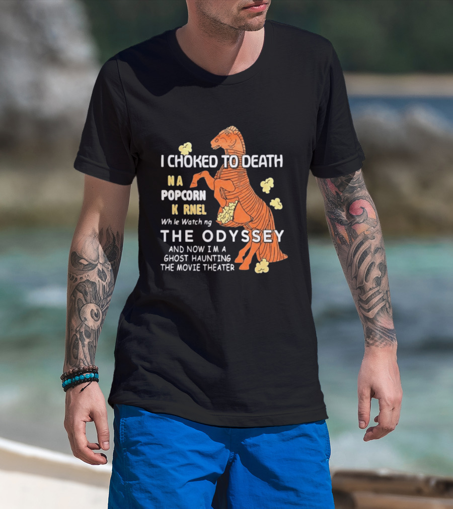 Trojan Horse Ghost Haunting The Odyssey Popcorn Kernel T-Shirt