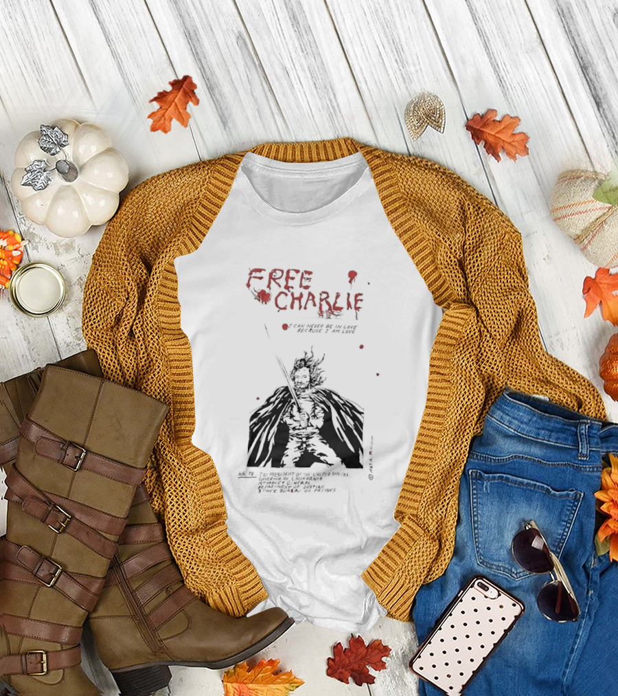 Free Charlie I Am Love Protest Black Humor 1969 T-Shirt