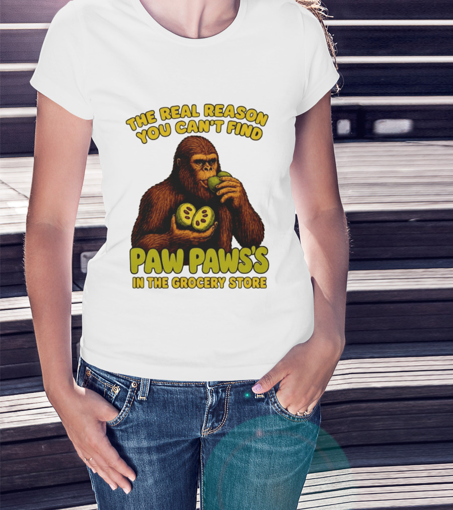 Pawpaw Fruit Mystery Sasquatch Eating Pawpaws In Grocery Store T-Shirt