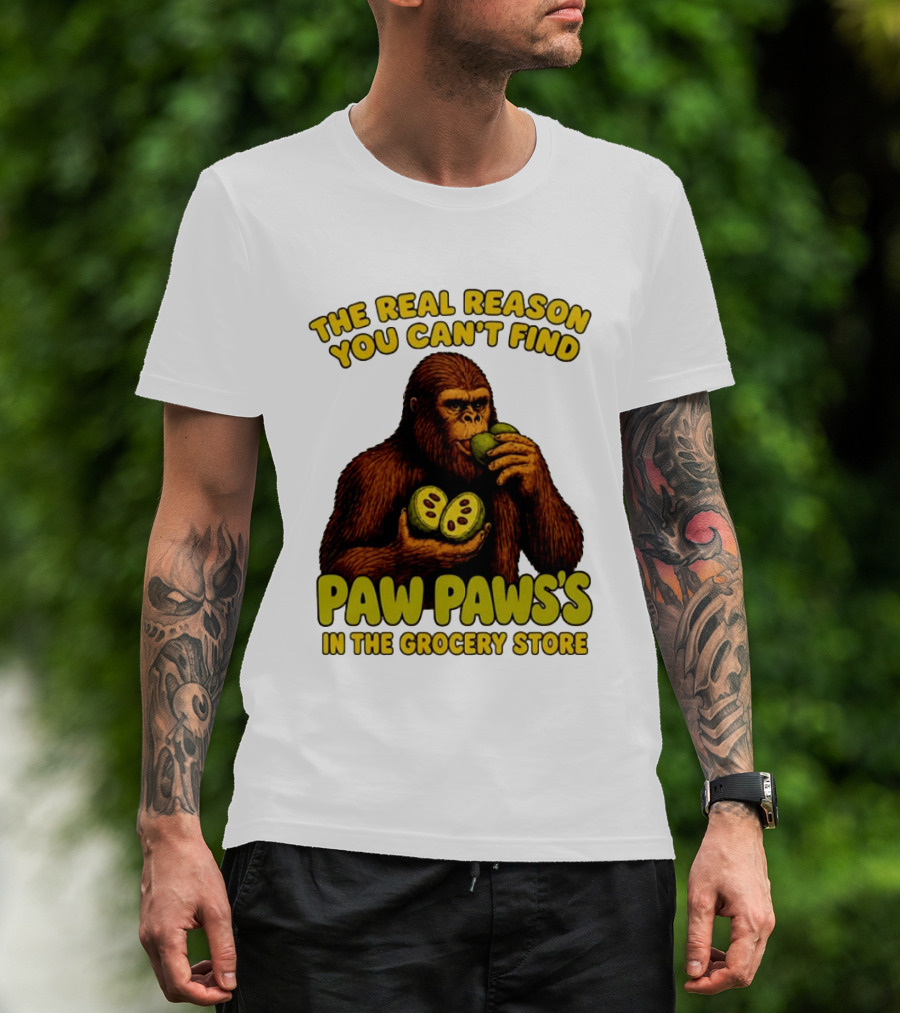 Pawpaw Fruit Mystery Sasquatch Eating Pawpaws In Grocery Store T-Shirt