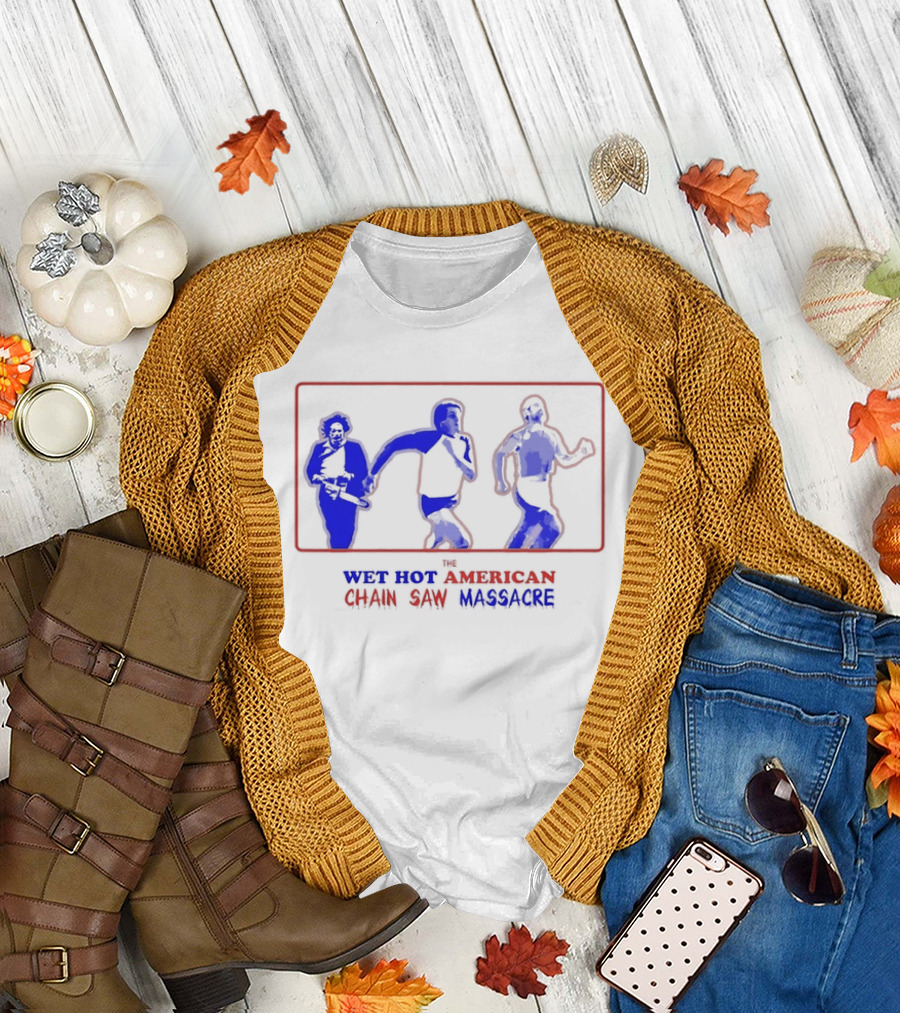 Wet Hot American Chain Saw Massacre Silhouettes Dance Comedy Horror Mashup T-Shirt
