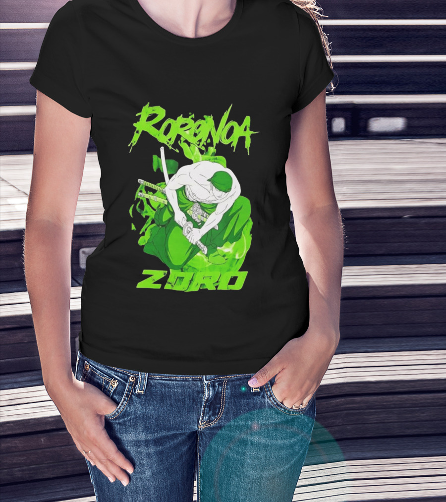 Roronoa Zoro Sword Fighter Anime Drawing T-Shirt