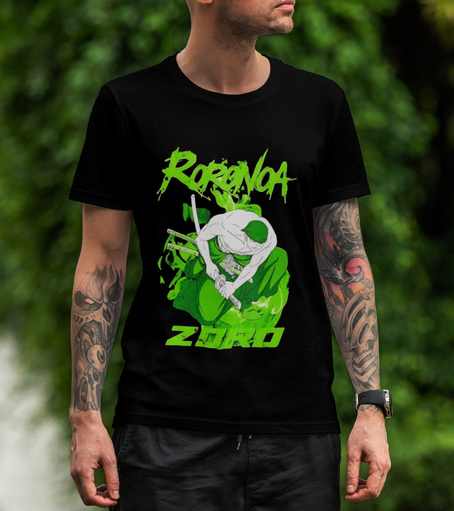 Roronoa Zoro Sword Fighter Anime Drawing T-Shirt