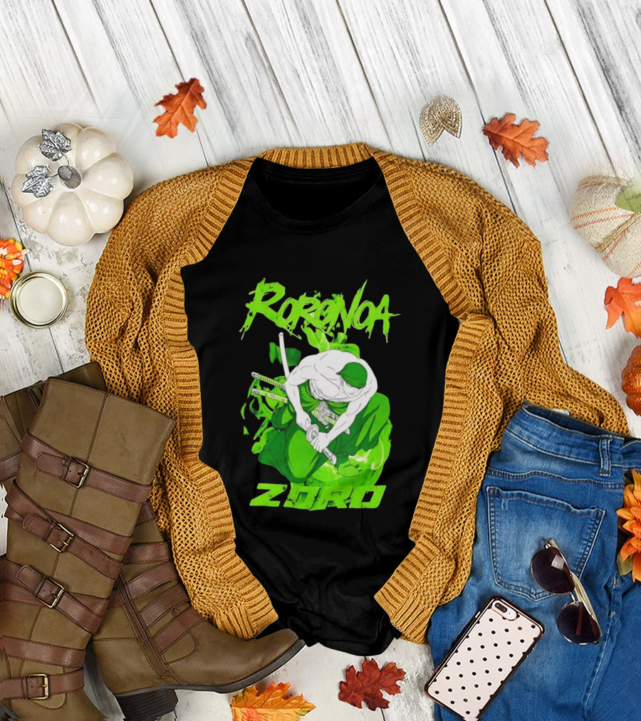 Roronoa Zoro Sword Fighter Anime Drawing T-Shirt