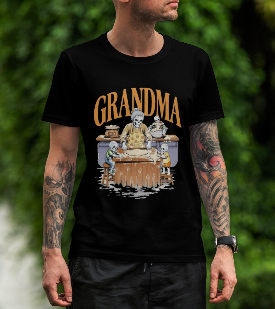 Grandma Baking Fun Skeleton Kitchen Flour Playtime T-Shirt