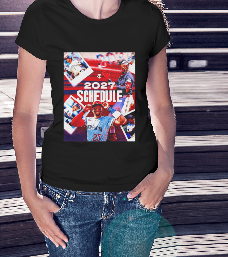 Minnesota Twins 2027 Schedule Collage With Players And Photos T-Shirt