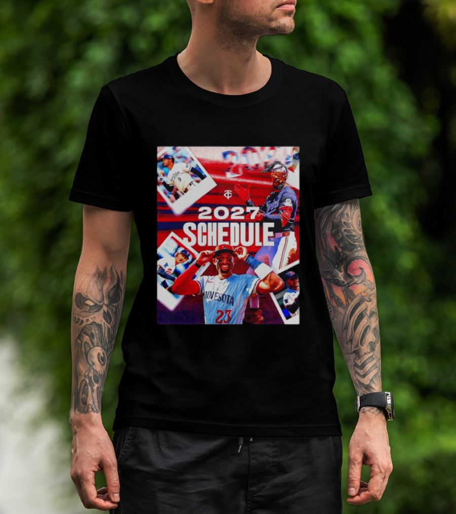 Minnesota Twins 2027 Schedule Collage With Players And Photos T-Shirt