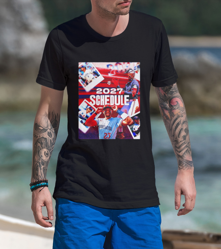Minnesota Twins 2027 Schedule Collage With Players And Photos T-Shirt