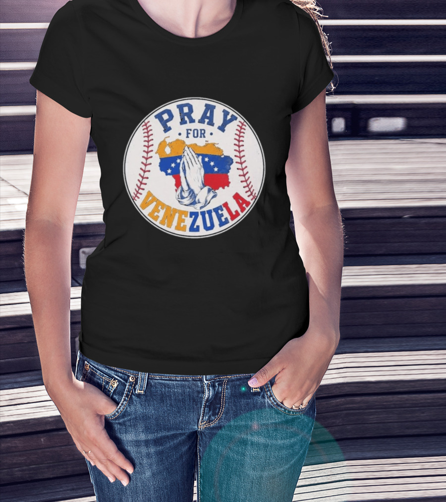 Pray For Venezuela Baseball Map Hands T-Shirt