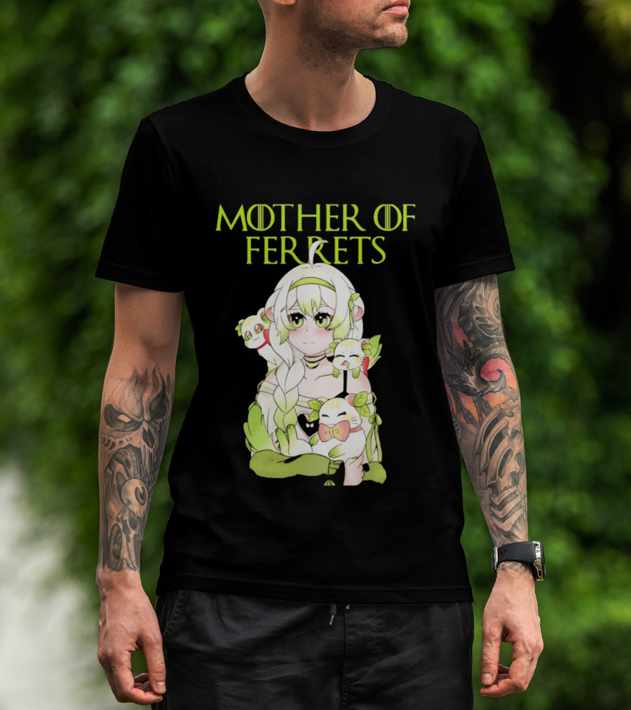 Mother Of Ferrets Anime Girl Ferret Lover Cute Kawaii T-Shirt