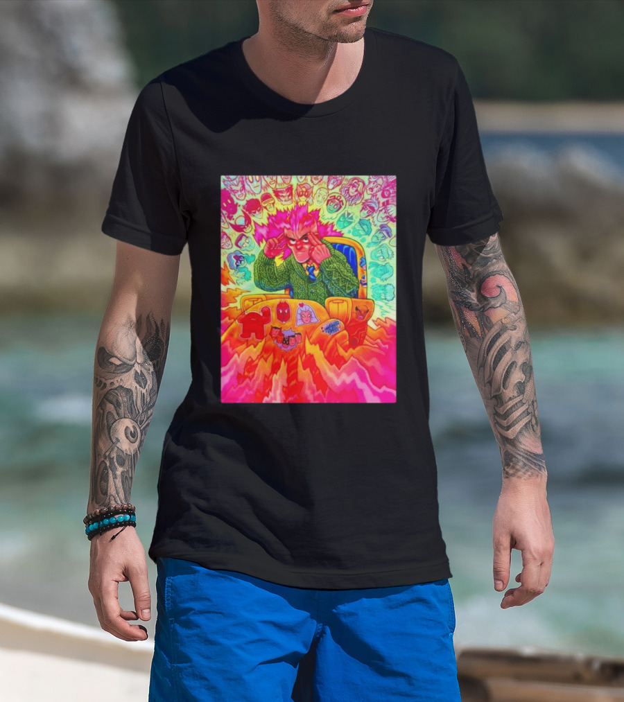 Professor X Dazzler World Tour X Men Collage Psychedelic Comic Art Marvel Characters T-Shirt