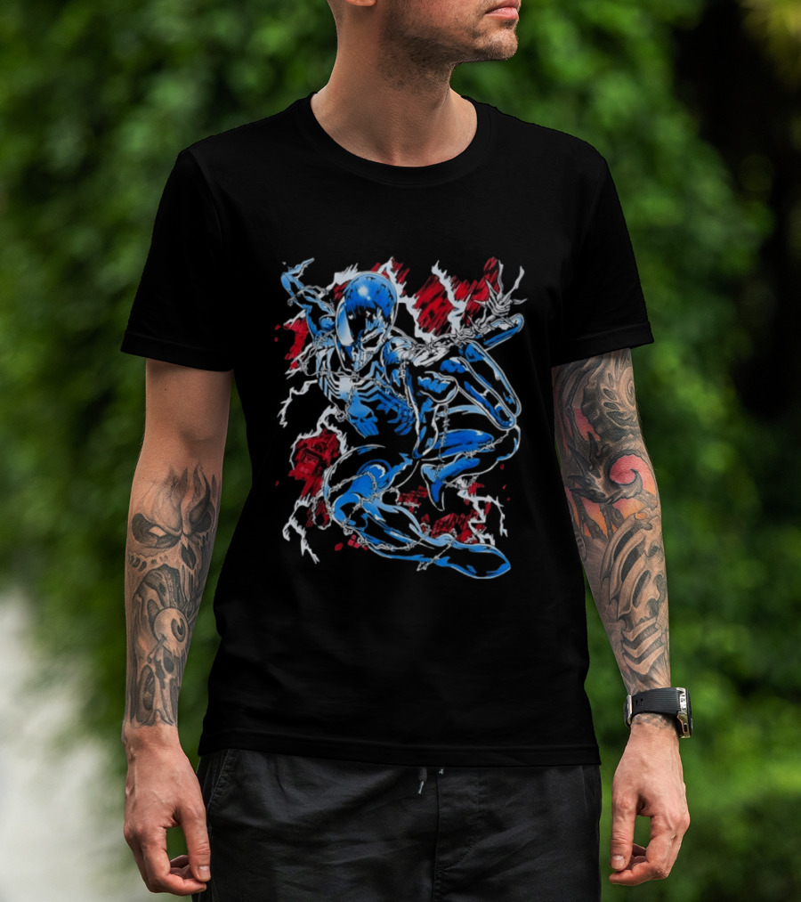 Punisher Spider Man Mashup Marvel Comics Blue Venom Transformation T-Shirt