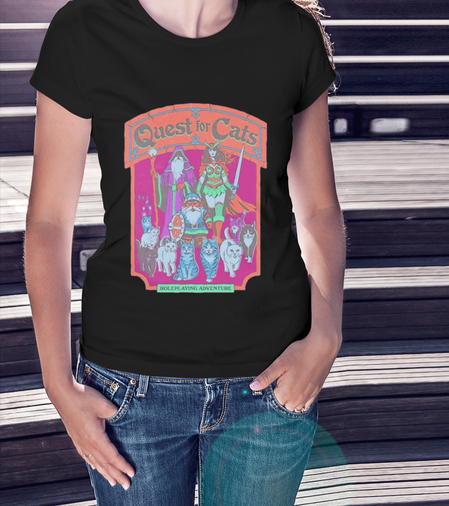 Quest For Cats Fantasy Roleplaying Adventure Mage Warriors And Cats T-Shirt
