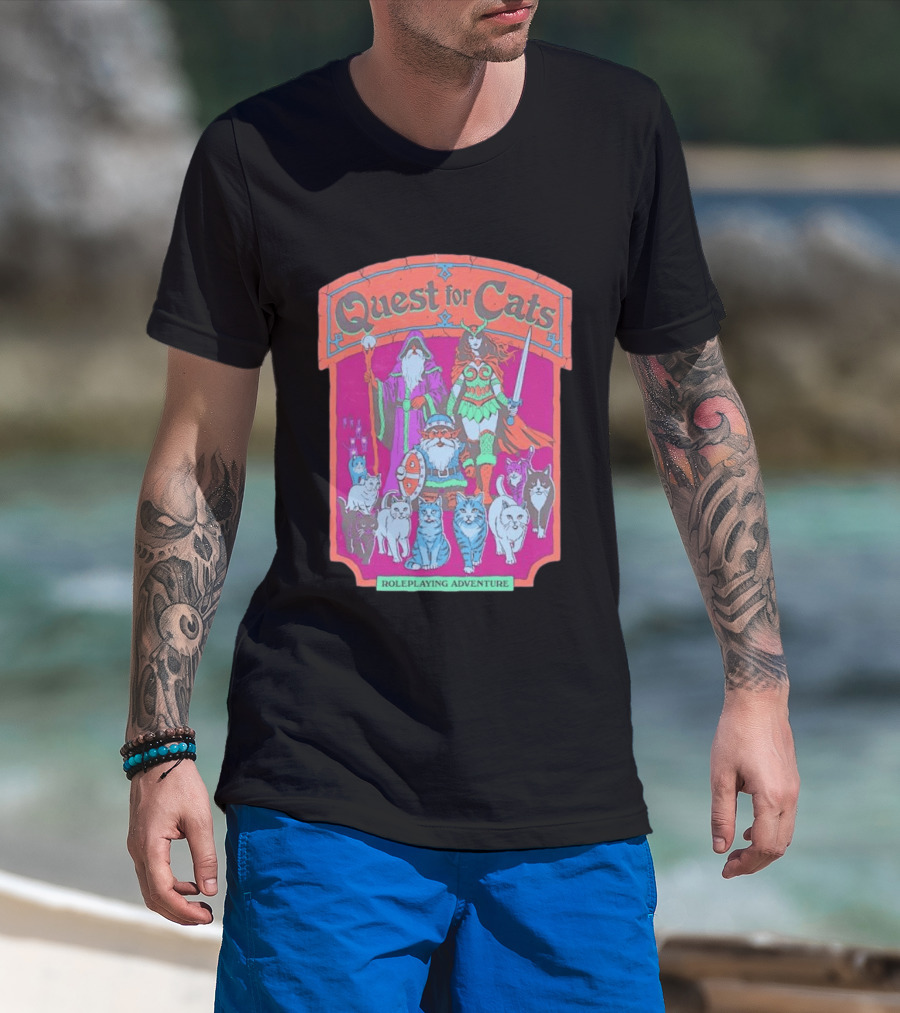 Quest For Cats Fantasy Roleplaying Adventure Mage Warriors And Cats T-Shirt