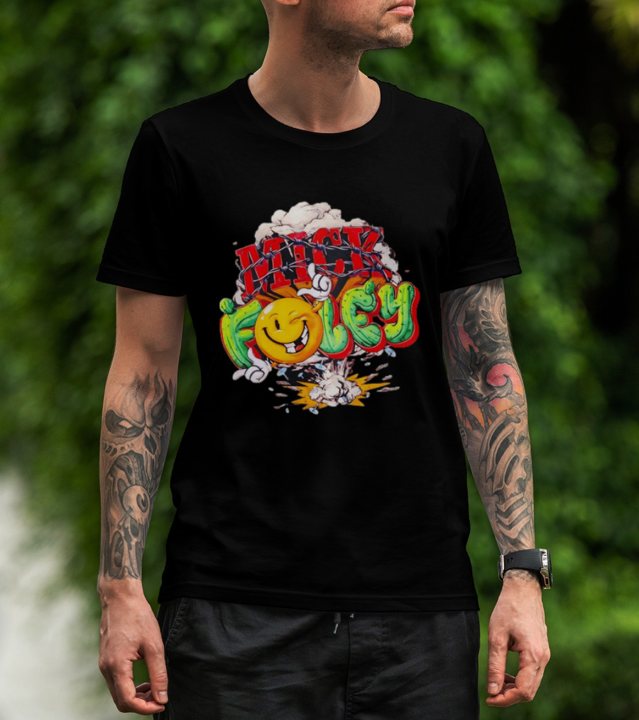 Mick Foley Cactus Smiley Face Barbed Wire Explosive Burst T-Shirt