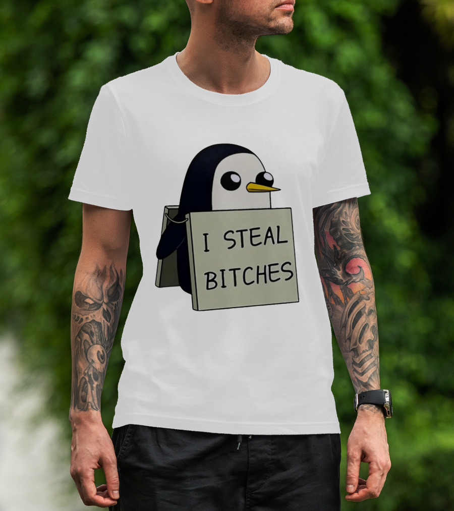 Gunter The Penguin I Steal Bitches Adventure Time Iconic Character Humor T-Shirt