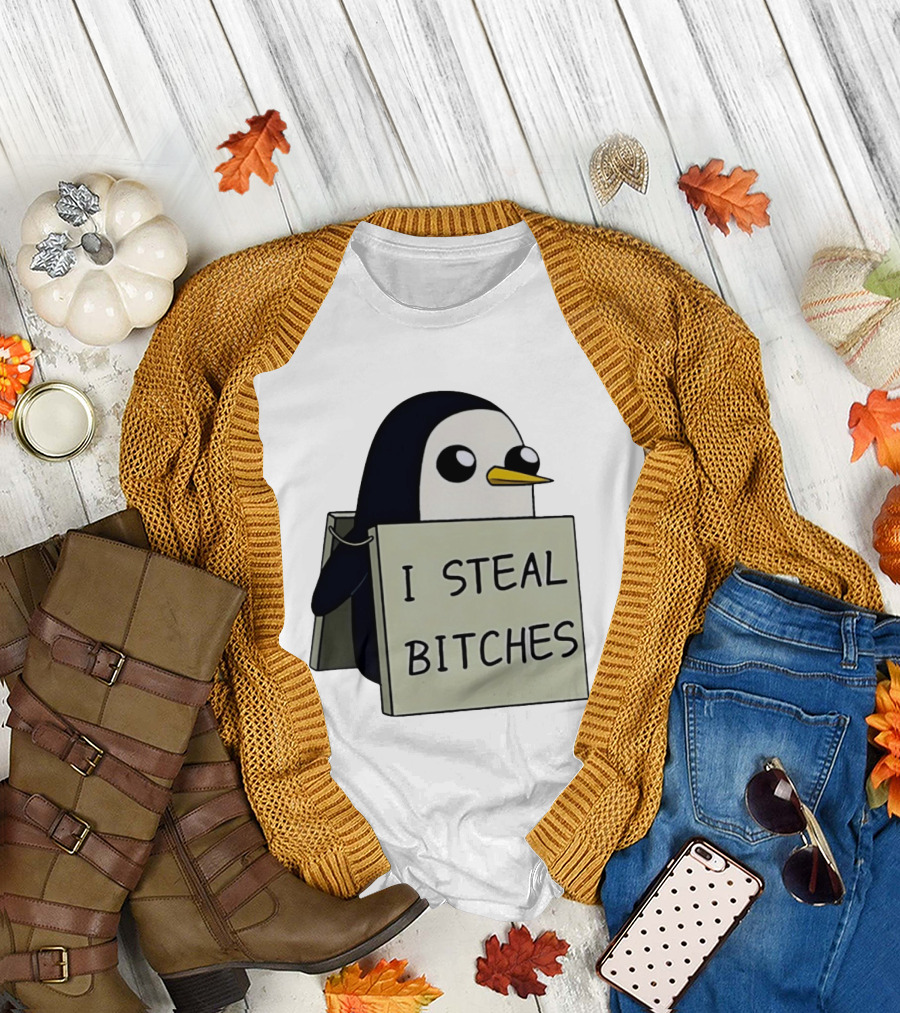 Gunter The Penguin I Steal Bitches Adventure Time Iconic Character Humor T-Shirt