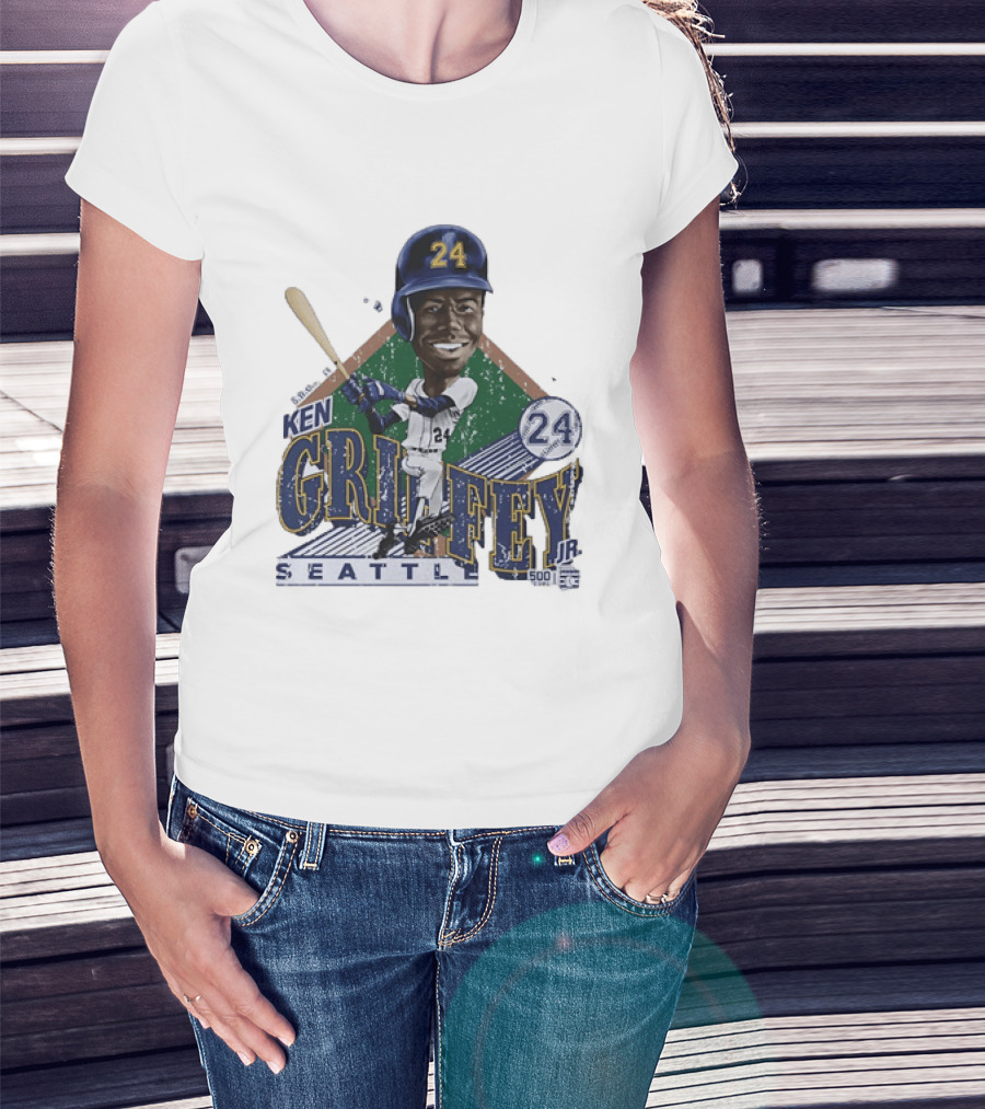Ken Griffey Jr 24 Seattle Mariners 500 HR Club Distressed T-Shirt