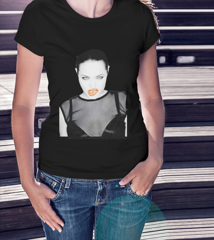 Angelina Jolie Black And White Pop Culture Fashion T-Shirt