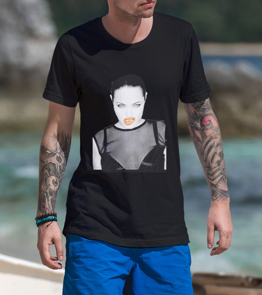 Angelina Jolie Black And White Pop Culture Fashion T-Shirt