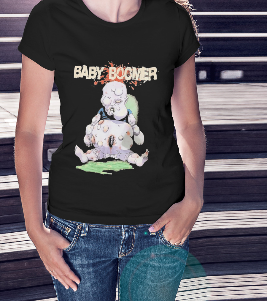 Baby Boomer Zombie Mutant Infant Horror Creepy Cartoon Character Rugged T-Shirt