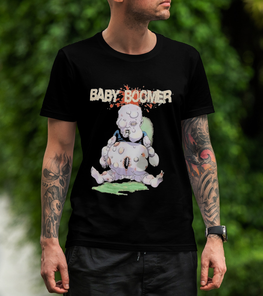 Baby Boomer Zombie Mutant Infant Horror Creepy Cartoon Character Rugged T-Shirt