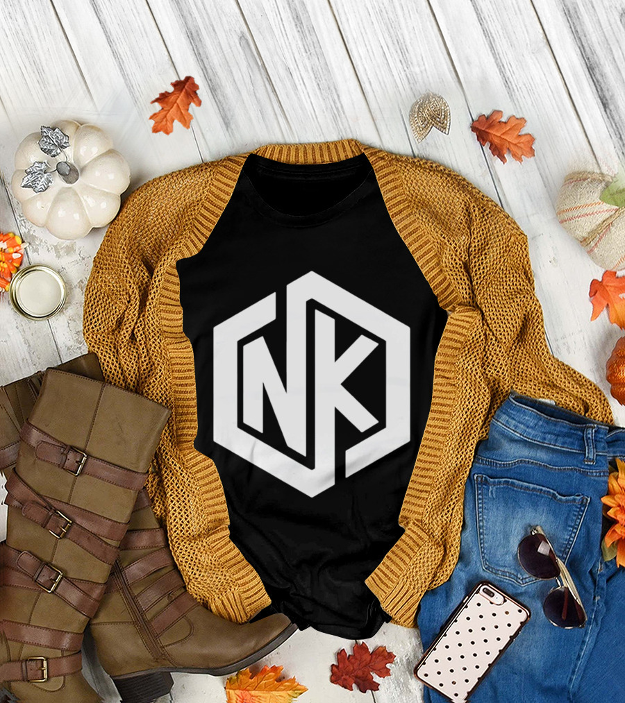 NK Minimalist Hexagon Symbol White Marble Effect T-Shirt