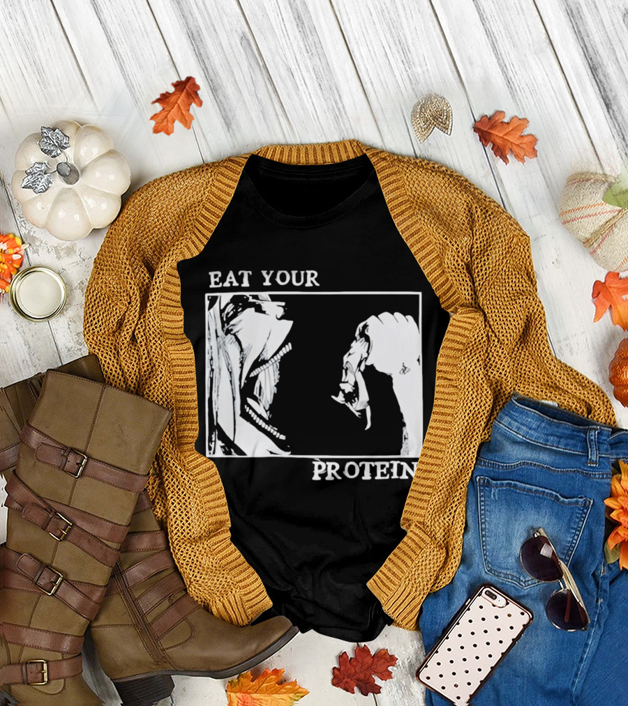 Eat Your Protein Beast Devouring Prey Fierce Motivation T-Shirt