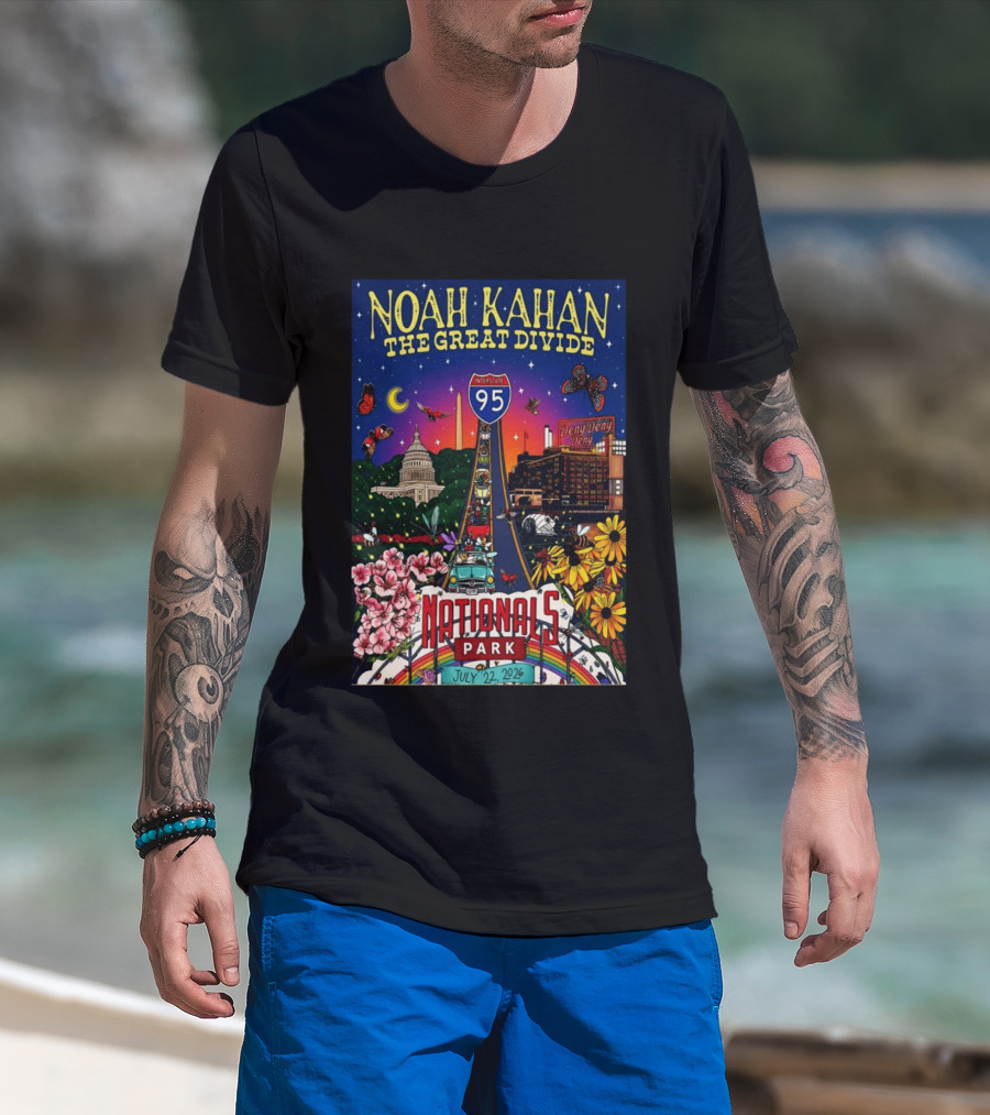 Noah Kahan The Great Divide Nationals Park July 22 2026 Washington D C Interstate 95 Capitol Flowers Butterflies T-Shirt