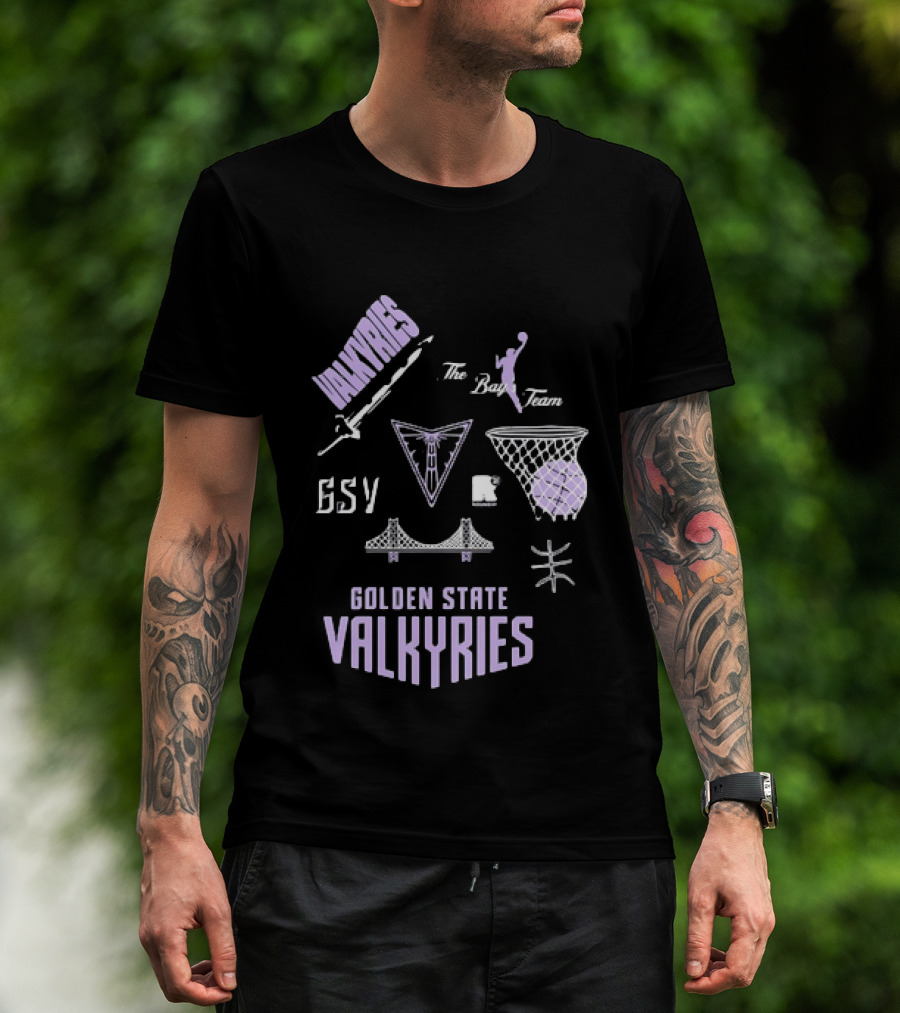 Golden State Valkyries The Bay's Team Basketball Collage GSV Bridge Sword T-Shirt