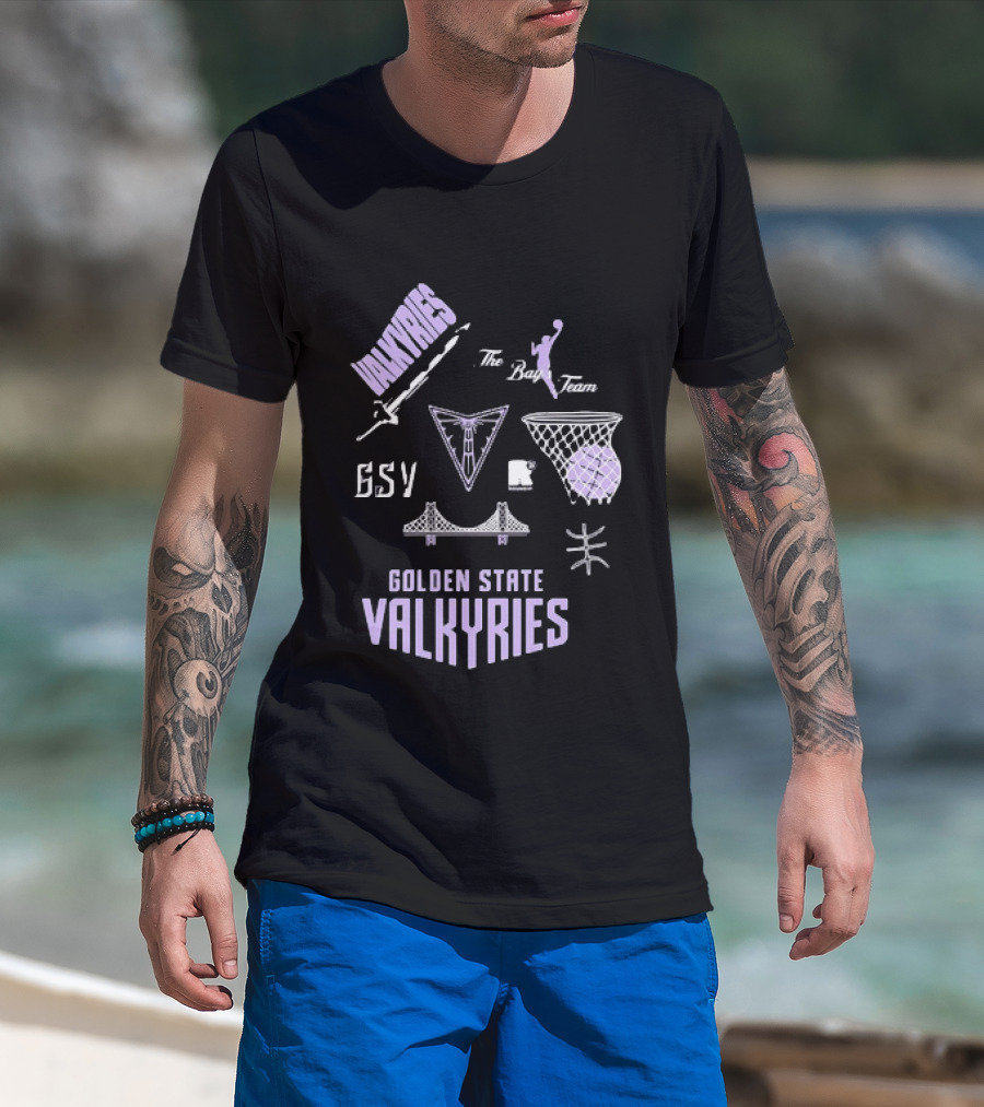 Golden State Valkyries The Bay's Team Basketball Collage GSV Bridge Sword T-Shirt